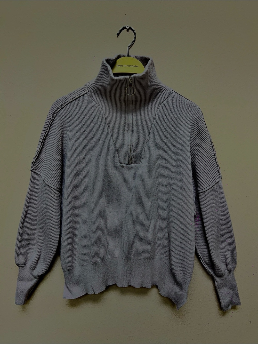 Light Gray Half-Zip Knit Sweater